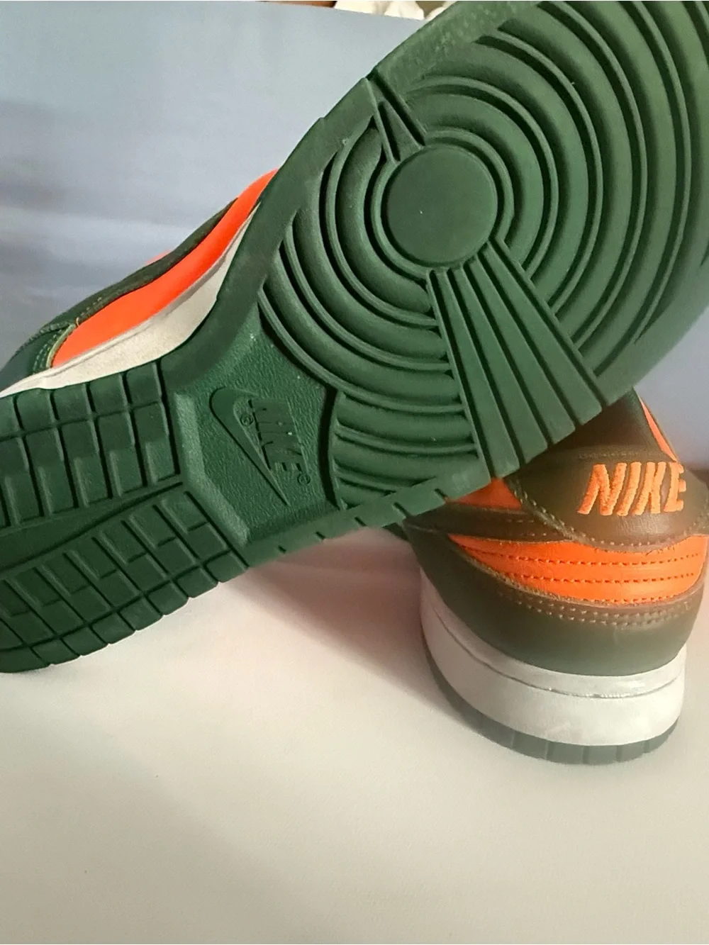 Nike Men's Low-Top Sneakers in Bright Orange and Olive Green